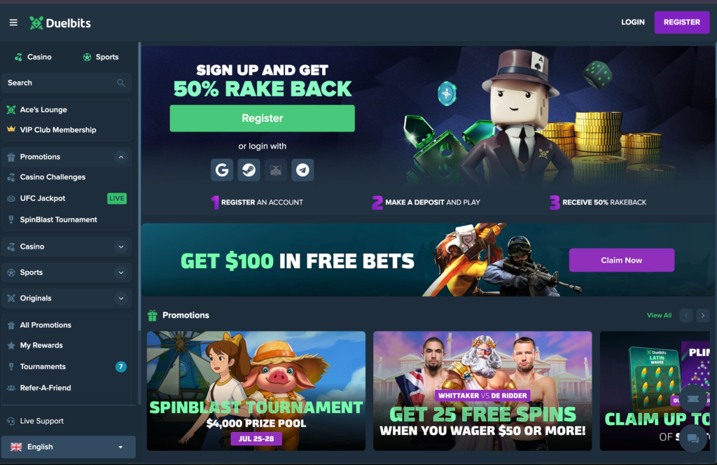 BC.Game Casino Review screenshot showing bonus details and features