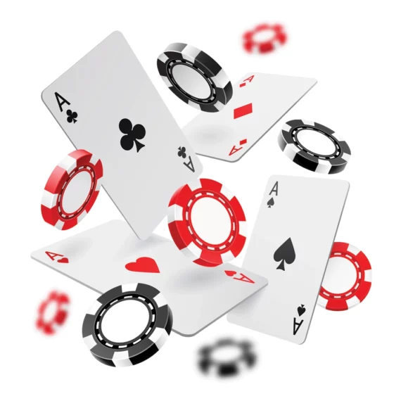 Flying playing cards and casino chips – visual for how BetLounge rates online casinos in 2025