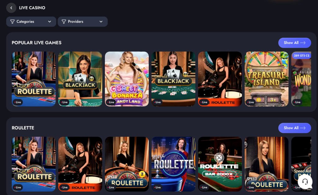 Martin.casino review live casino page